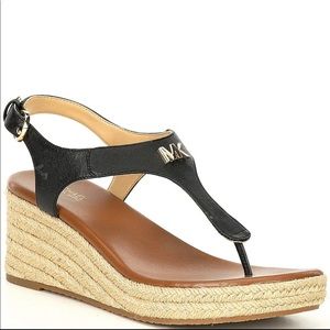 *BRAND NEW* Michael Kors Laney Leather Thong Espadrilles - Black Size 9